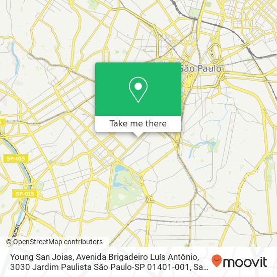 Mapa Young San Joias, Avenida Brigadeiro Luís Antônio, 3030 Jardim Paulista São Paulo-SP 01401-001