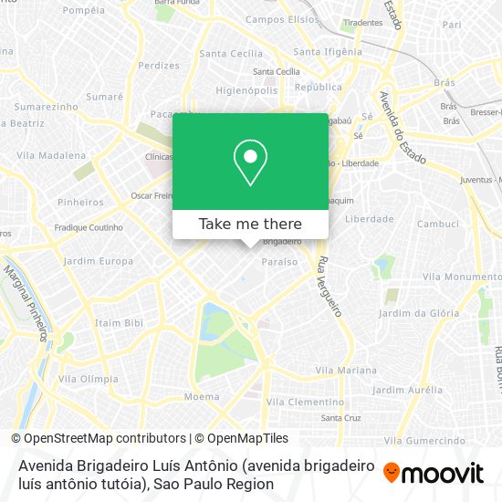Mapa Avenida Brigadeiro Luís Antônio (avenida brigadeiro luís antônio tutóia)