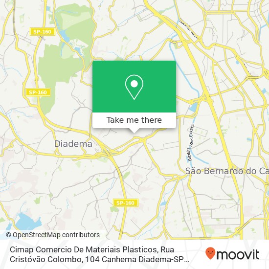 Mapa Cimap Comercio De Materiais Plasticos, Rua Cristóvão Colombo, 104 Canhema Diadema-SP 09942-070