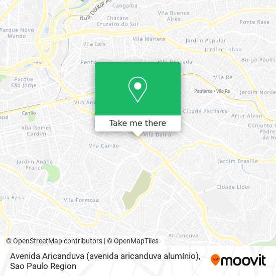 Mapa Avenida Aricanduva (avenida aricanduva alumínio)