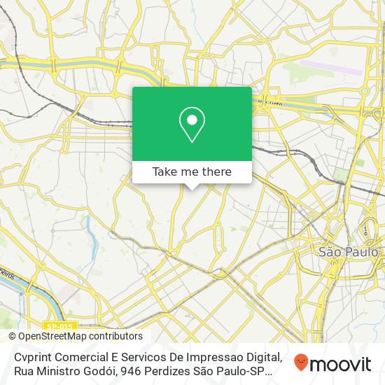 Mapa Cvprint Comercial E Servicos De Impressao Digital, Rua Ministro Godói, 946 Perdizes São Paulo-SP 05015-000