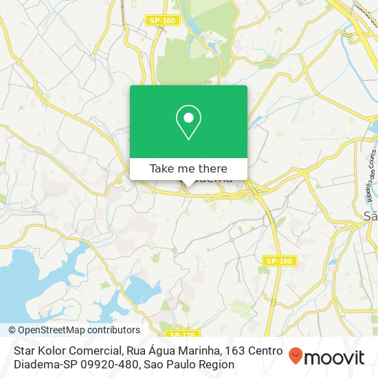 Mapa Star Kolor Comercial, Rua Água Marinha, 163 Centro Diadema-SP 09920-480