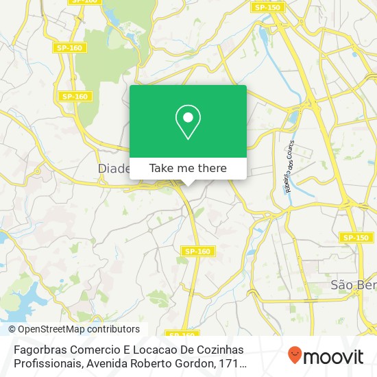 Mapa Fagorbras Comercio E Locacao De Cozinhas Profissionais, Avenida Roberto Gordon, 171 Canhema Diadema-SP 09990-090