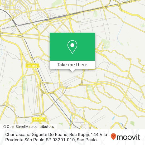 Mapa Churrascaria Gigante Do Ebano, Rua Itapiji, 144 Vila Prudente São Paulo-SP 03201-010