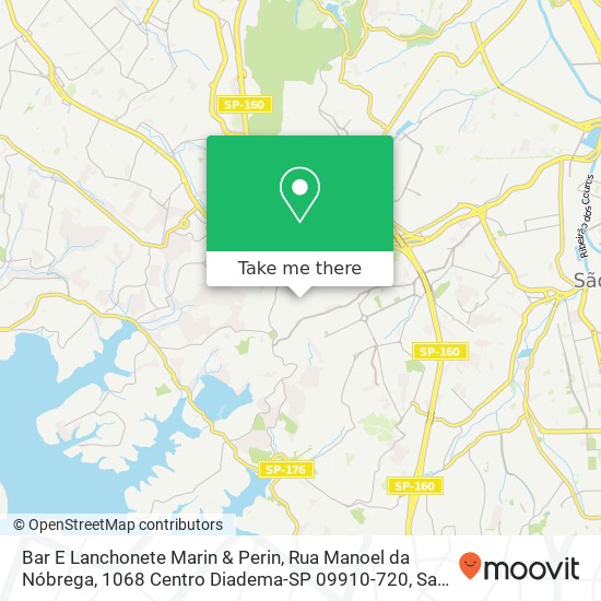 Mapa Bar E Lanchonete Marin & Perin, Rua Manoel da Nóbrega, 1068 Centro Diadema-SP 09910-720