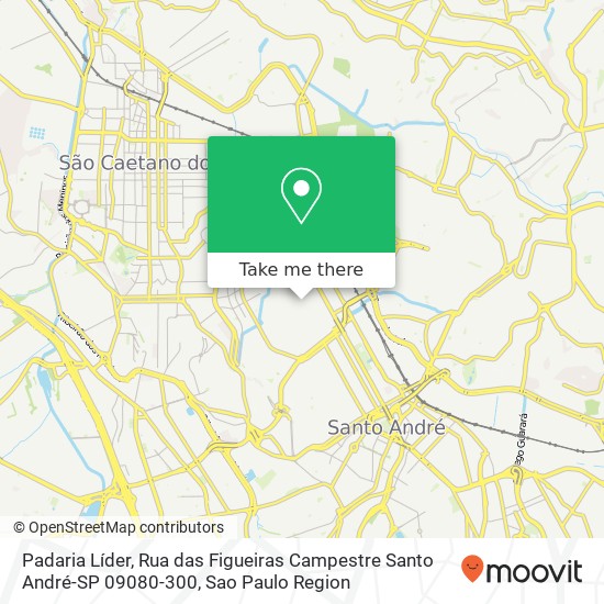 Mapa Padaria Líder, Rua das Figueiras Campestre Santo André-SP 09080-300