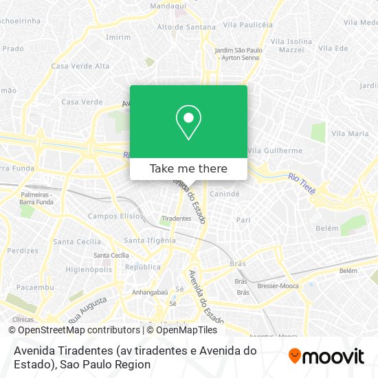 Avenida Tiradentes (av tiradentes e Avenida do Estado) map