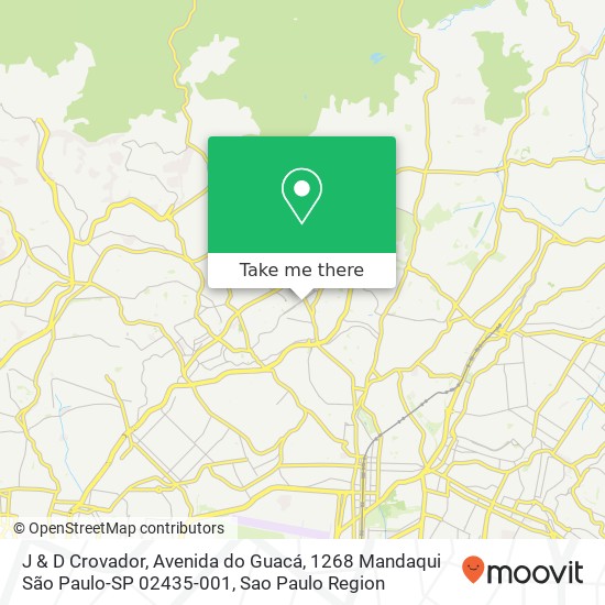 Mapa J & D Crovador, Avenida do Guacá, 1268 Mandaqui São Paulo-SP 02435-001