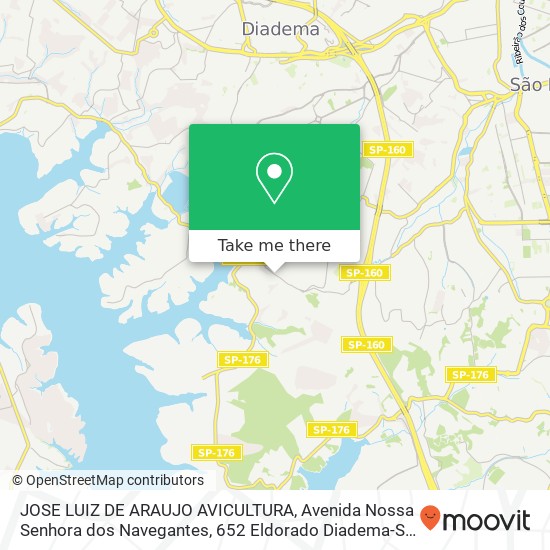 Mapa JOSE LUIZ DE ARAUJO AVICULTURA, Avenida Nossa Senhora dos Navegantes, 652 Eldorado Diadema-SP 09972-260