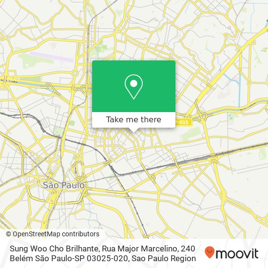 Mapa Sung Woo Cho Brilhante, Rua Major Marcelino, 240 Belém São Paulo-SP 03025-020