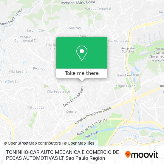 Mapa TONINHO-CAR AUTO MECANICA E COMERCIO DE PECAS AUTOMOTIVAS LT