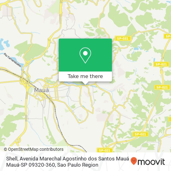 Mapa Shell, Avenida Marechal Agostinho dos Santos Mauá Mauá-SP 09320-360
