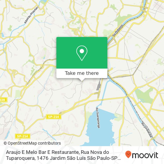 Mapa Araujo E Melo Bar E Restaurante, Rua Nova do Tuparoquera, 1476 Jardim São Luís São Paulo-SP 05820-200