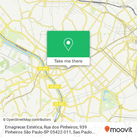 Mapa Emagrecer Estética, Rua dos Pinheiros, 939 Pinheiros São Paulo-SP 05422-011