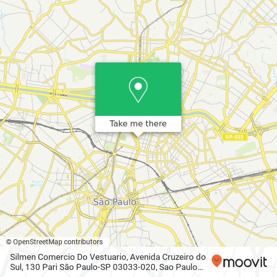 Mapa Silmen Comercio Do Vestuario, Avenida Cruzeiro do Sul, 130 Pari São Paulo-SP 03033-020