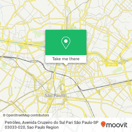 Mapa Petróleo, Avenida Cruzeiro do Sul Pari São Paulo-SP 03033-020