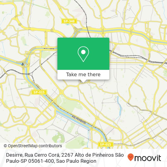 Mapa Desirre, Rua Cerro Corá, 2267 Alto de Pinheiros São Paulo-SP 05061-400