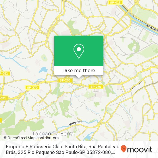 Mapa Emporio E Rotisseria Clabi Santa Rita, Rua Pantaleão Brás, 325 Rio Pequeno São Paulo-SP 05372-080