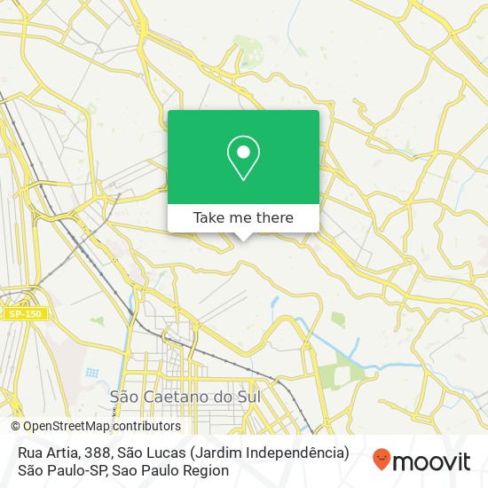 Rua Artia, 388, São Lucas (Jardim Independência) São Paulo-SP map