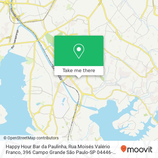 Mapa Happy Hour Bar da Paulinha, Rua Moisés Valério Franco, 396 Campo Grande São Paulo-SP 04446-100