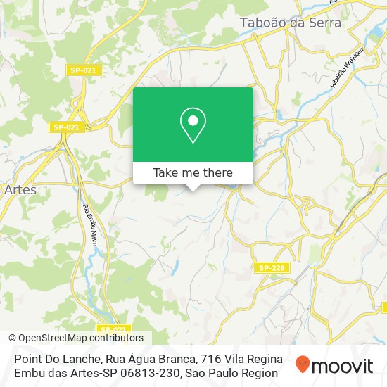 Mapa Point Do Lanche, Rua Água Branca, 716 Vila Regina Embu das Artes-SP 06813-230