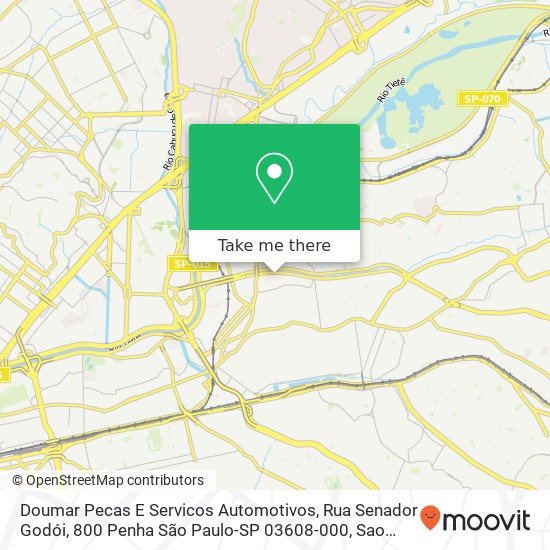 Mapa Doumar Pecas E Servicos Automotivos, Rua Senador Godói, 800 Penha São Paulo-SP 03608-000