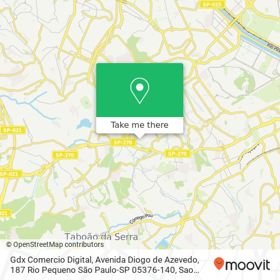 Mapa Gdx Comercio Digital, Avenida Diogo de Azevedo, 187 Rio Pequeno São Paulo-SP 05376-140