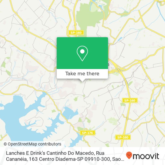 Mapa Lanches E Drink's Cantinho Do Macedo, Rua Cananéia, 163 Centro Diadema-SP 09910-300