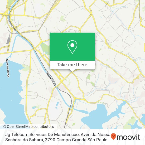 Mapa Jg Telecom Servicos De Manutencao, Avenida Nossa Senhora do Sabará, 2790 Campo Grande São Paulo-SP 04686-002