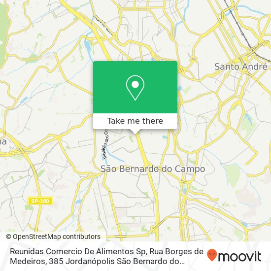 Mapa Reunidas Comercio De Alimentos Sp, Rua Borges de Medeiros, 385 Jordanópolis São Bernardo do Campo-SP 09891-360