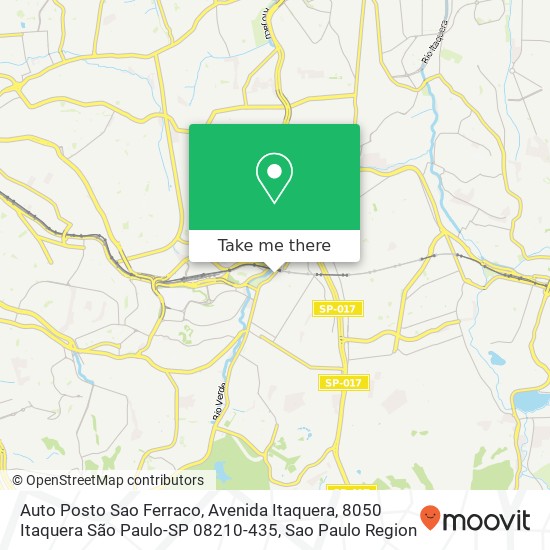 Mapa Auto Posto Sao Ferraco, Avenida Itaquera, 8050 Itaquera São Paulo-SP 08210-435
