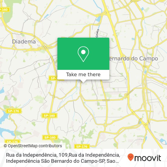 Mapa Rua da Independência, 109,Rua da Independência, Independência São Bernardo do Campo-SP