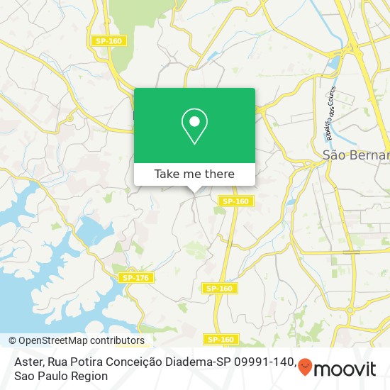 Mapa Aster, Rua Potira Conceição Diadema-SP 09991-140