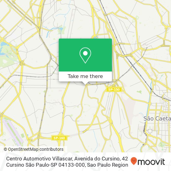 Mapa Centro Automotivo Villascar, Avenida do Cursino, 42 Cursino São Paulo-SP 04133-000