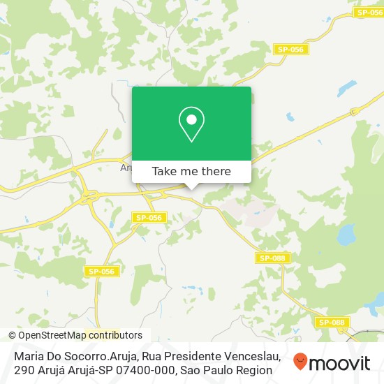 Mapa Maria Do Socorro.Aruja, Rua Presidente Venceslau, 290 Arujá Arujá-SP 07400-000