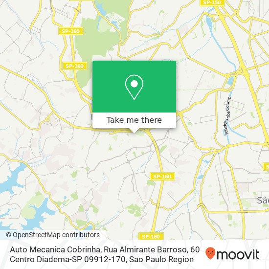 Mapa Auto Mecanica Cobrinha, Rua Almirante Barroso, 60 Centro Diadema-SP 09912-170