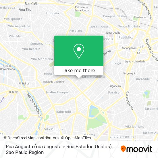 Rua Augusta (rua augusta e Rua Estados Unidos) map