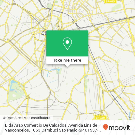 Mapa Dida Arab Comercio De Calcados, Avenida Lins de Vasconcelos, 1063 Cambuci São Paulo-SP 01537-000