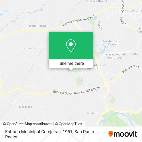 Estrada Municipal Cerejeiras, 1951 map