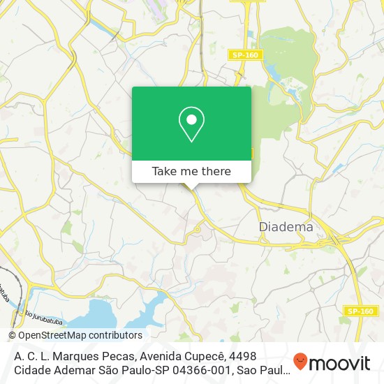 Mapa A. C. L. Marques Pecas, Avenida Cupecê, 4498 Cidade Ademar São Paulo-SP 04366-001