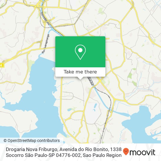 Mapa Drogaria Nova Friburgo, Avenida do Rio Bonito, 1338 Socorro São Paulo-SP 04776-002