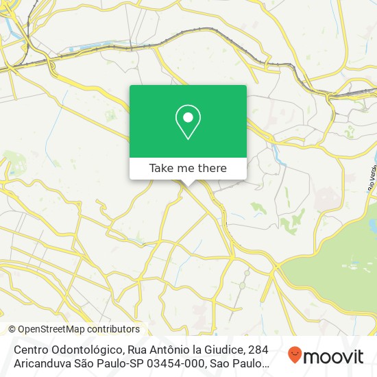 Mapa Centro Odontológico, Rua Antônio la Giudice, 284 Aricanduva São Paulo-SP 03454-000