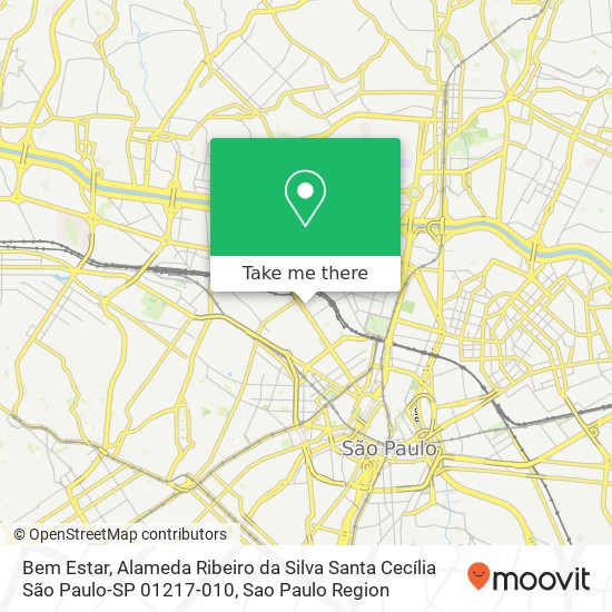 Mapa Bem Estar, Alameda Ribeiro da Silva Santa Cecília São Paulo-SP 01217-010