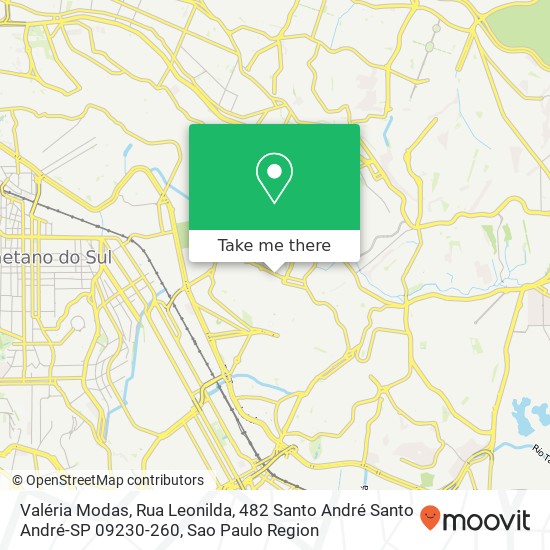 Mapa Valéria Modas, Rua Leonilda, 482 Santo André Santo André-SP 09230-260