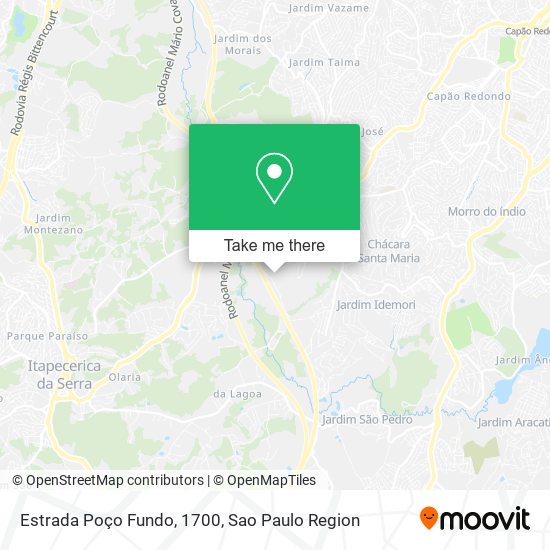 Estrada Poço Fundo, 1700 map