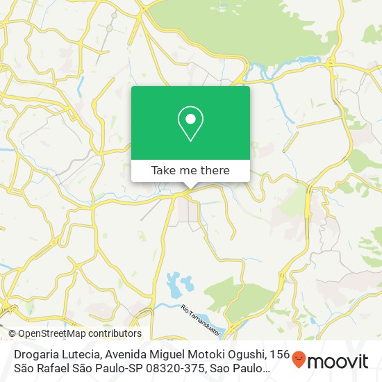 Mapa Drogaria Lutecia, Avenida Miguel Motoki Ogushi, 156 São Rafael São Paulo-SP 08320-375