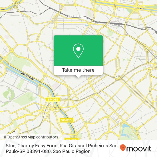 Mapa Stue, Charmy Easy Food, Rua Girassol Pinheiros São Paulo-SP 08391-080