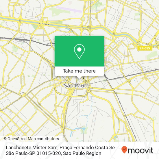 Mapa Lanchonete Mister Sam, Praça Fernando Costa Sé São Paulo-SP 01015-020