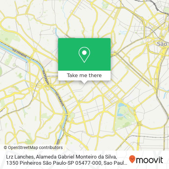 Mapa Lrz Lanches, Alameda Gabriel Monteiro da Silva, 1350 Pinheiros São Paulo-SP 05477-000