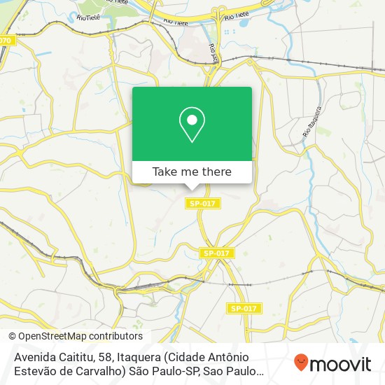 Avenida Caititu, 58, Itaquera (Cidade Antônio Estevão de Carvalho) São Paulo-SP map